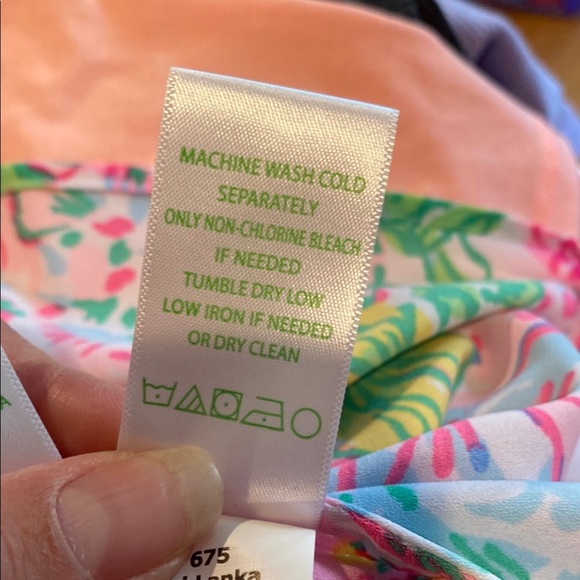 Lilly Pulitzer Pink and Blue Graphic Tie Front Blouse - Picture 9 of 9